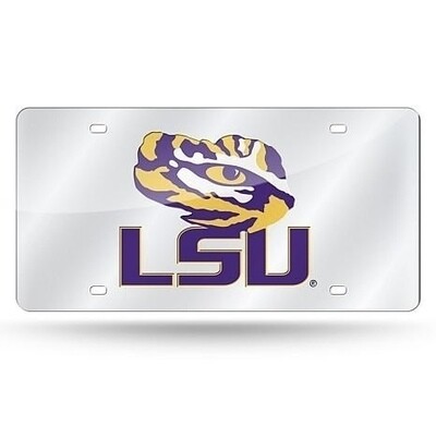 LSU Tigers Laser Tag Silver License Plate
