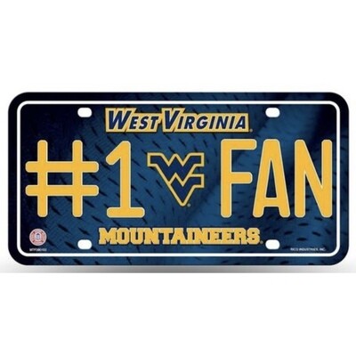 West Virginia Mountaineers #1 Fan Lightweight Metal License Plate
