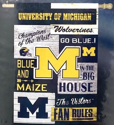 Michigan Wolverines 28 Michigan Wolverines 28" x 44" Decorative Team Flag