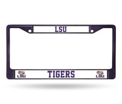LSU Tigers Purple Chrome Metal License Plate Frame