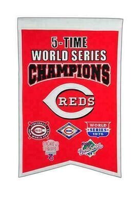 Cincinnati Reds 14” x 22” 5-Time World Series Champions Banner