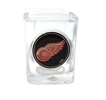 Detroit Red Wings 2 Ounce Square Collector Shot Glass Clear