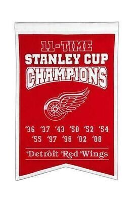 Detroit Red Wings 11-Time Stanley Cup Champions Banner