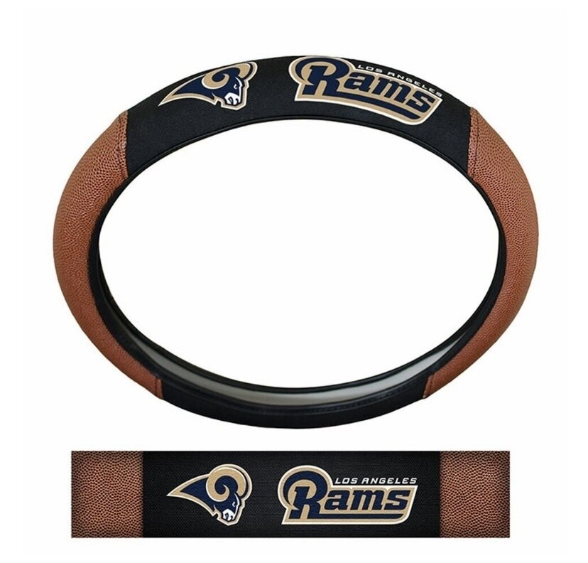 Los Angeles Rams Premium Embroidered Pigskin Style Car Steering Wheel Cover