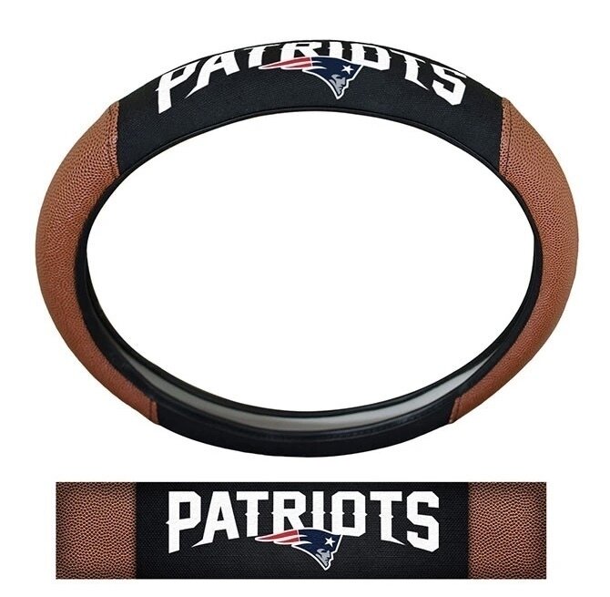 New England Patriots Premium Embroidered Pigskin Style Car Steering Wheel Cover