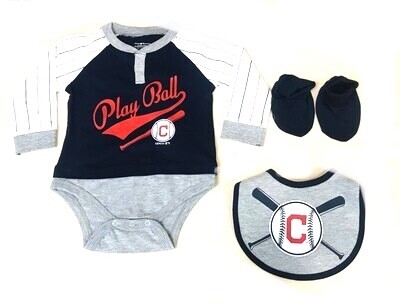 Cleveland Indians Newborn & Infant Navy Play Your Best Bodysuit, Bib & Booties Set