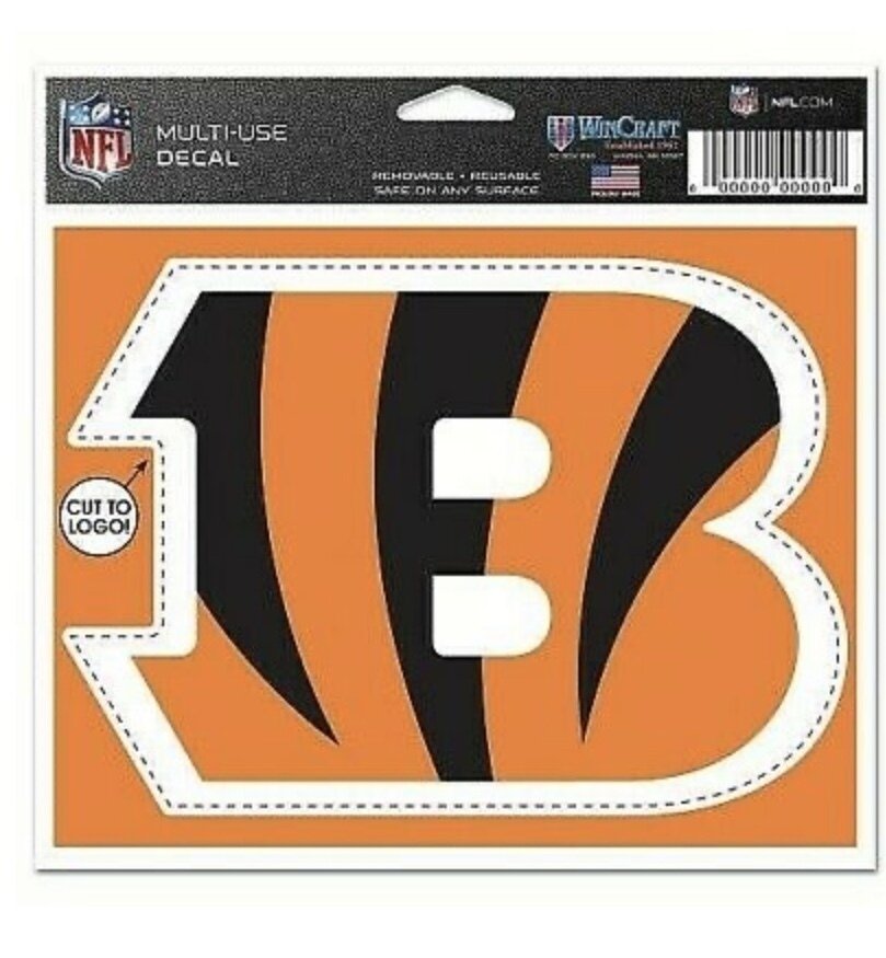 Cincinnati Bengals 4.5" x 5.75" Multi-Use Decal Cut to Logo