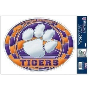 Clemson Tigers 11" x 17" Stained Glass Ultra Decal