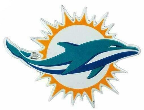 Miami Dolphins 3.25 x 3.25 Aluminum Color Team Emblem