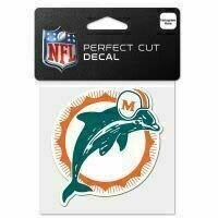 Miami Dolphins Vintage 4 Miami Dolphins Vintage 4" x 4" Perfect Cut Color Decal