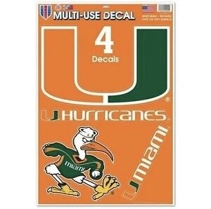 Miami Hurricanes 11" x 17" Multi-Use 4 Piece Decal