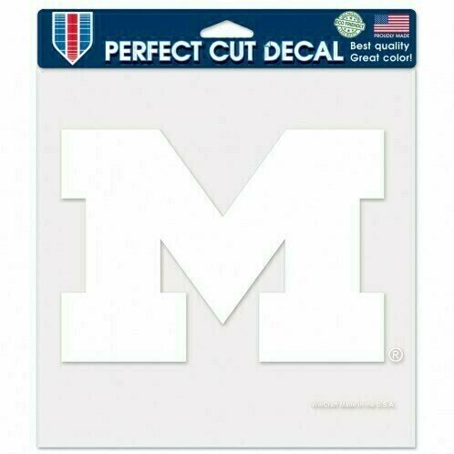 Michigan Wolverines 8" x 8" Perfect Cut White Decal