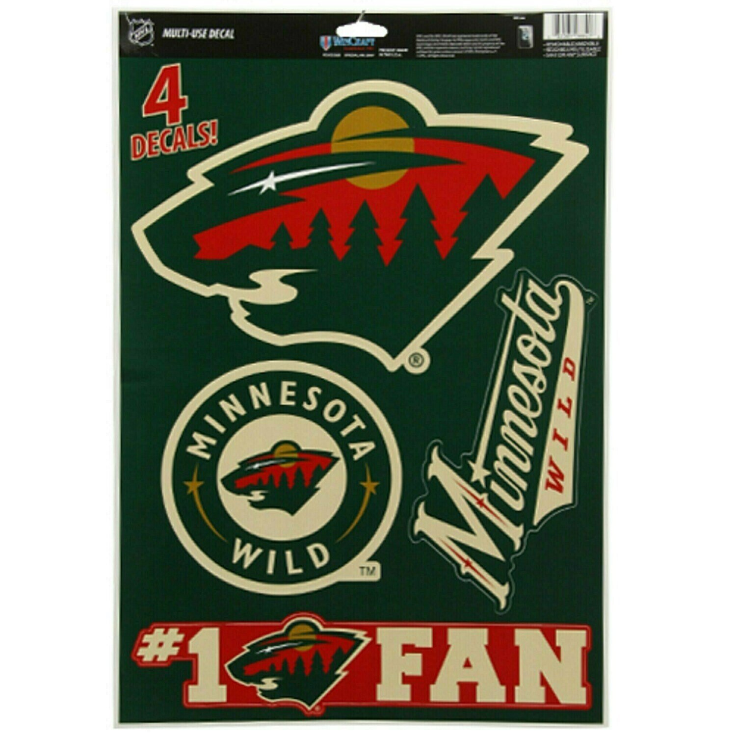 Minnesota Wild 11" x 17" Multi-Use 4 Piece Decal