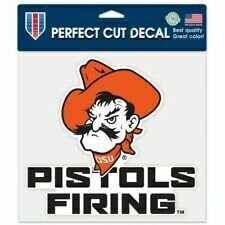 Oklahoma State Cowboys Pistols Firing 8" x 8" Perfect Cut Color Decal