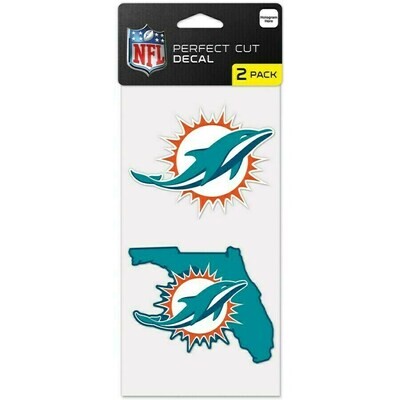 Miami Dolphins State 4" x 8" Perfect Cut 2 Piece Decal
