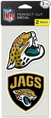 Jacksonville Jaguars 4 Jacksonville Jaguars 4" x 8" Perfect Cut 2 Piece Decal