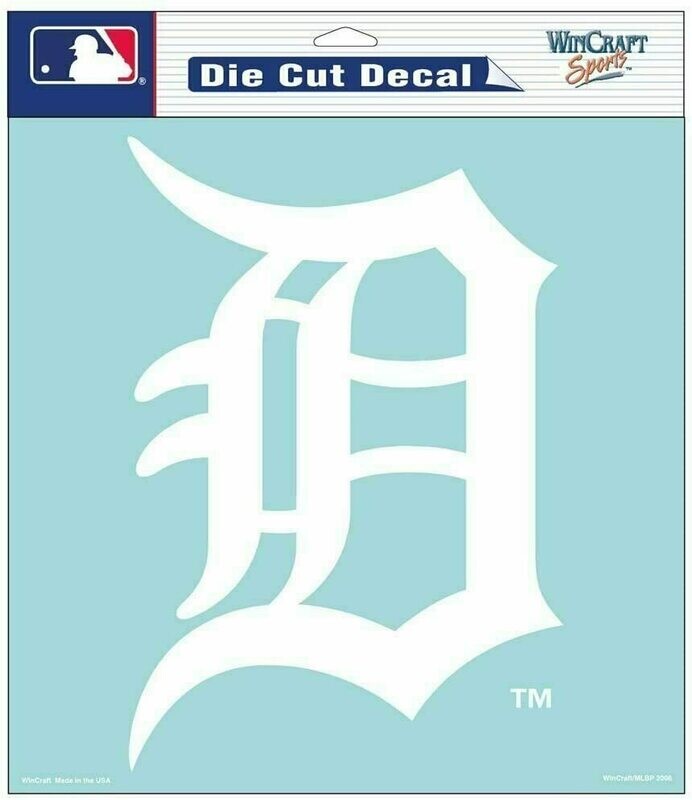 Detroit Tigers 8" x 8" Perfect Cut White Decal