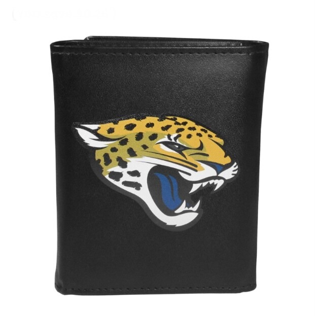 Jacksonville Jaguars Fine Grain Leather Tri-Fold Black Wallet