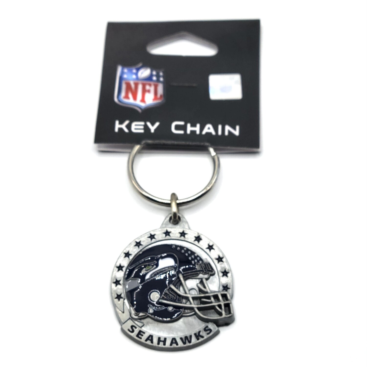 Seattle Seahawks Helmet w/Stars Metal Key Ring