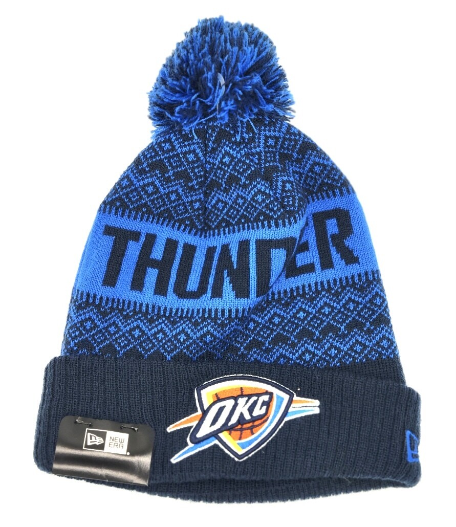 Oklahoma City Thunder Men's New Era Cuffed Pom Knit Hat