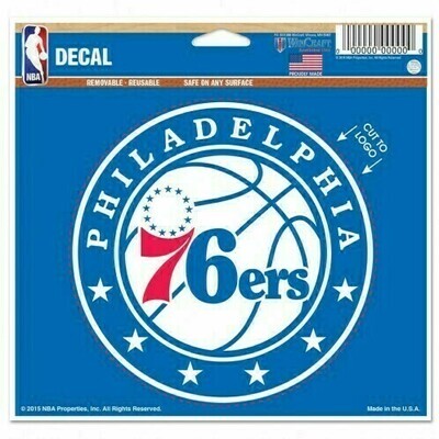 Philadelphia 76ers 4.5" x 5.75" Multi-Use Decal Cut to Logo