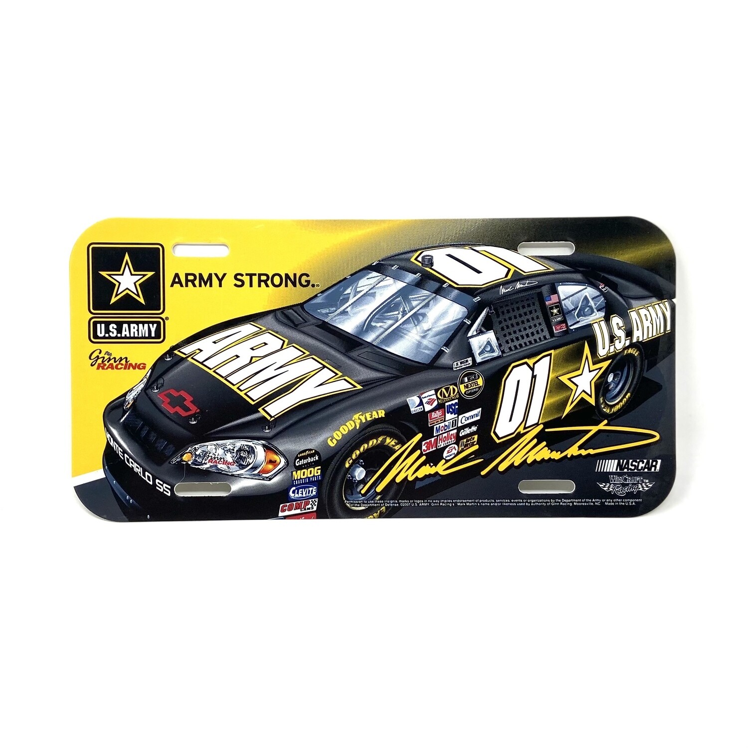 Mark Martin Army Strong Plastic License Plate