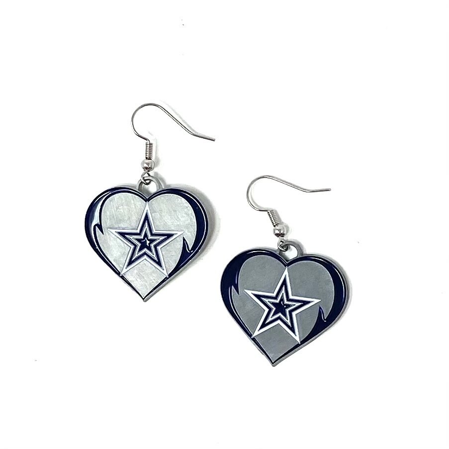 Dallas Cowboys Heart Dangle Earrings