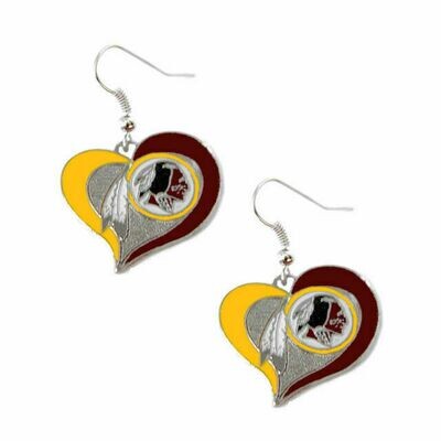 Washington Redskins NFL Heart Dangle Earrings
