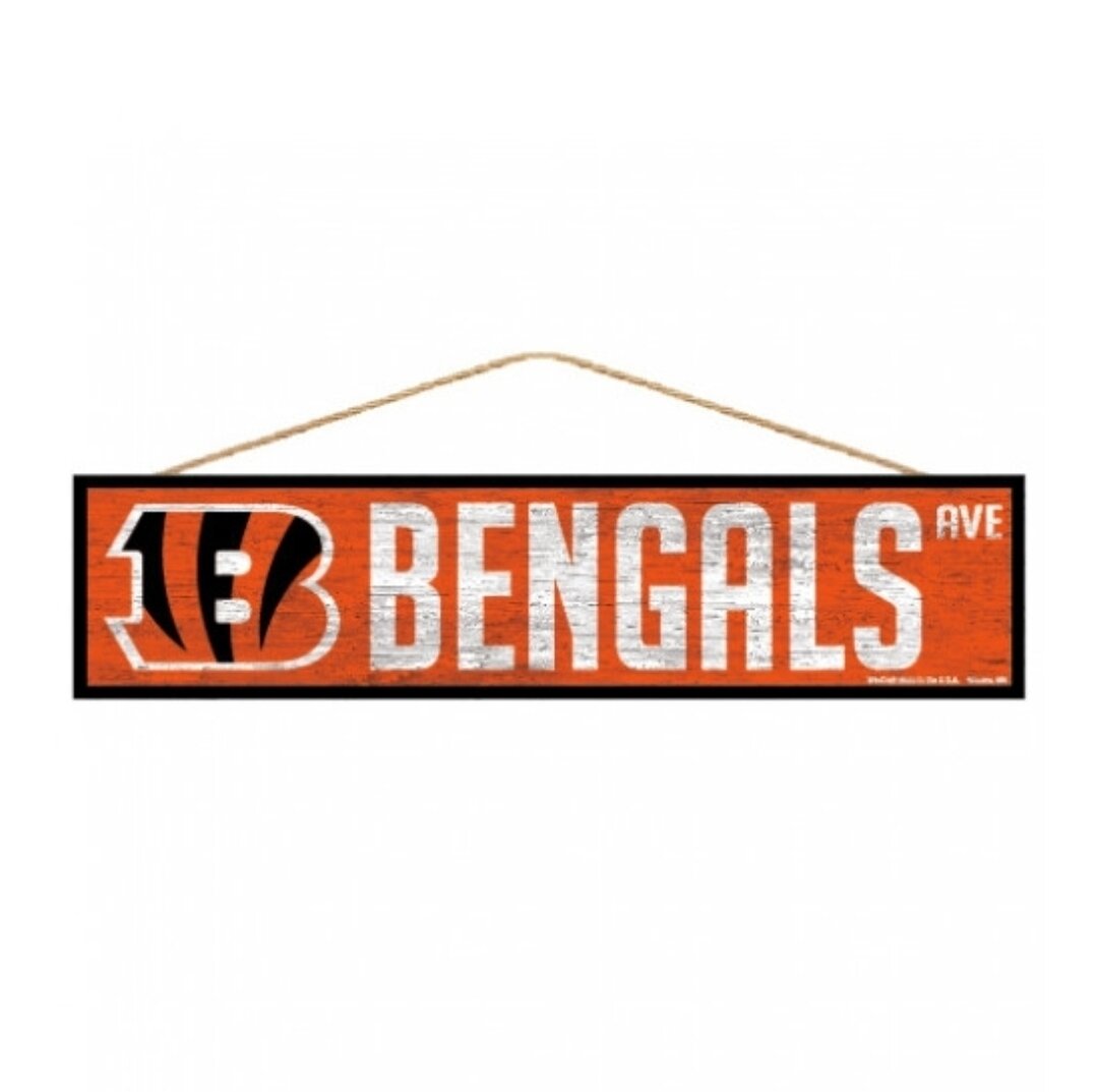 Cincinnati Bengals 4" x 17" Wooden Avenue Sign with Hanging Rope