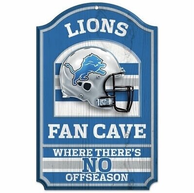 Detroit Lions 11'x 17' Wooden Fan Cave Sign