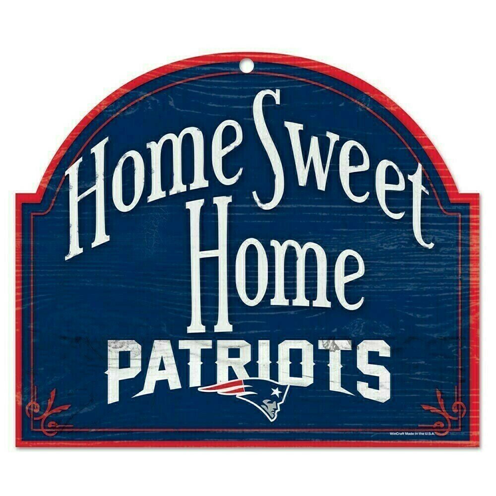 New England Patriots 10"x 11" Home Sweet Home Wooden Sign