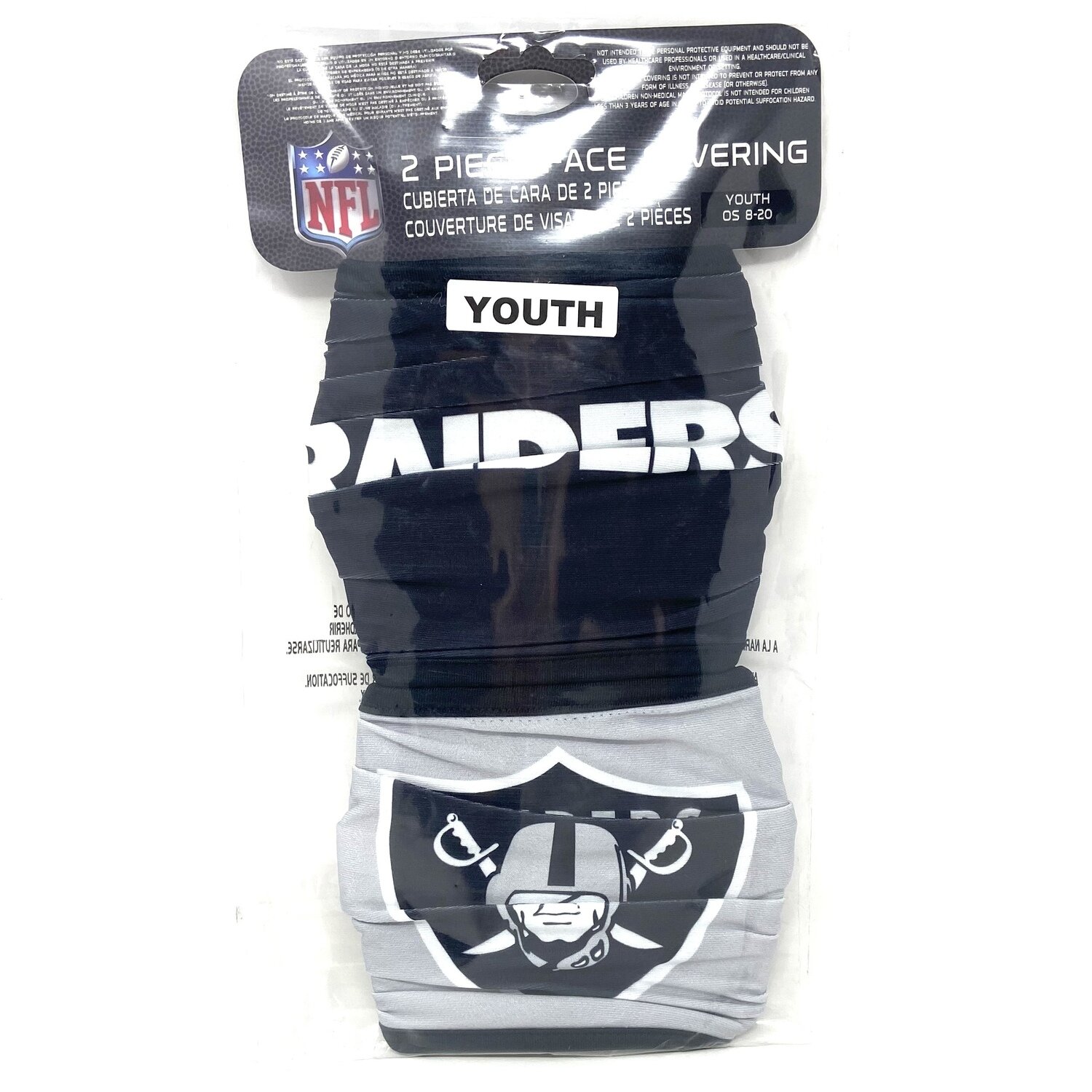Las Vegas Raiders Youth 2 Mask Designs Face Covering