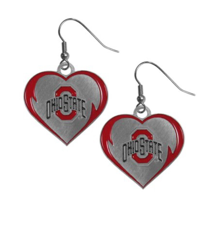 Ohio State Buckeyes Heart Dangle Earrings