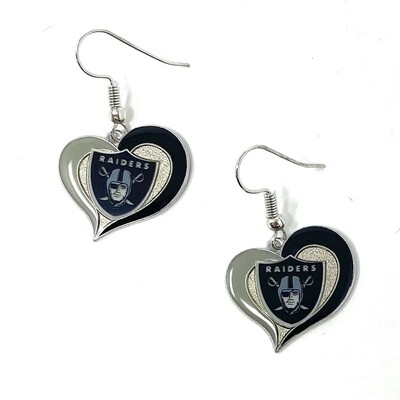 Las Vegas Raiders Heart Dangle Earrings