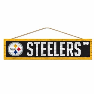 Pittsburgh Steelers 4" x 17" Wooden Street Sign with Rope