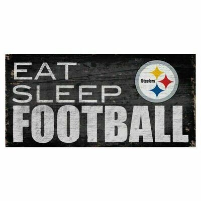 Pittsburgh Steelers 6" x 12" Wooden Eat Sleep Sign
