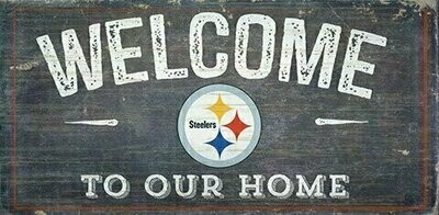 Pittsburgh Steelers 6" x 12" Wooden Welcome Sign with Rope