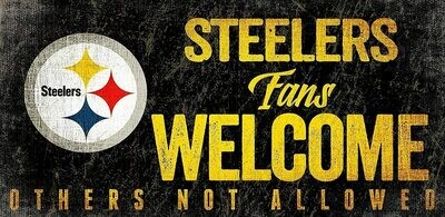 Pittsburgh Steelers NFL 6" x 12" Wooden Welcome Sign with Rope