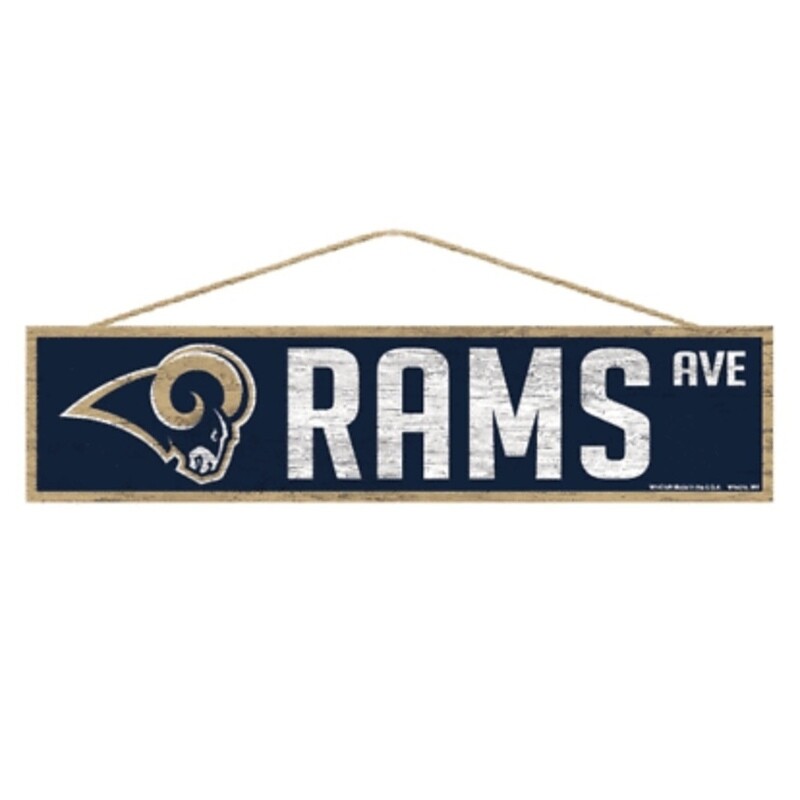 Los Angeles Rams 4" x 17" Wooden Avenue Sign with Hanging Rope