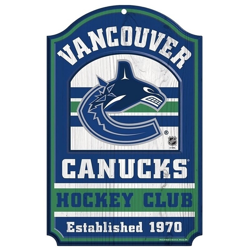 Vancouver Canucks 11"x 17" Wooden Hockey Club Sign