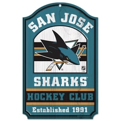 San Jose Sharks 11"x 17" Wooden Hockey Club Sign