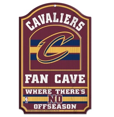 Cleveland Cavaliers Red Logo 11"x 17" Wooden Fan Cave Sign