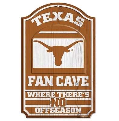 Texas Longhorns 11"x 17" Wooden Fan Cave Sign