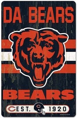 Chicago Bears “Da Bears” 11"x 17" Wooden Sign