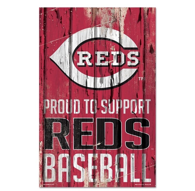 Cincinnati Reds Proud To Support 11"x 17" Wooden Sign