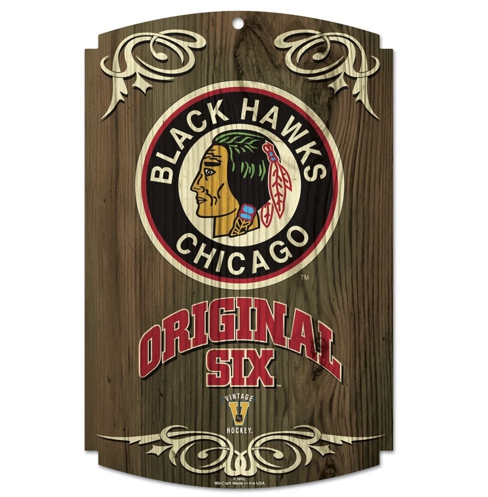 Chicago Blackhawks Original Six 11"x 17" Wooden Sign
