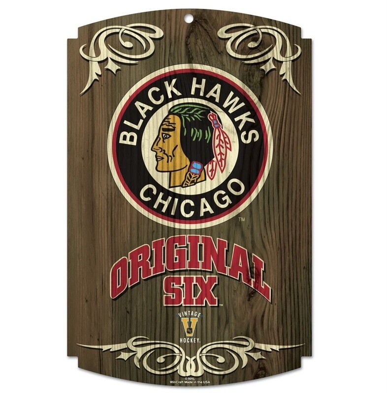 Chicago Blackhawks Original Six 11"x 17" Wooden Sign