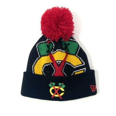 Chicago Blackhawks Kids New Era Cuffed Pom Knit Hat