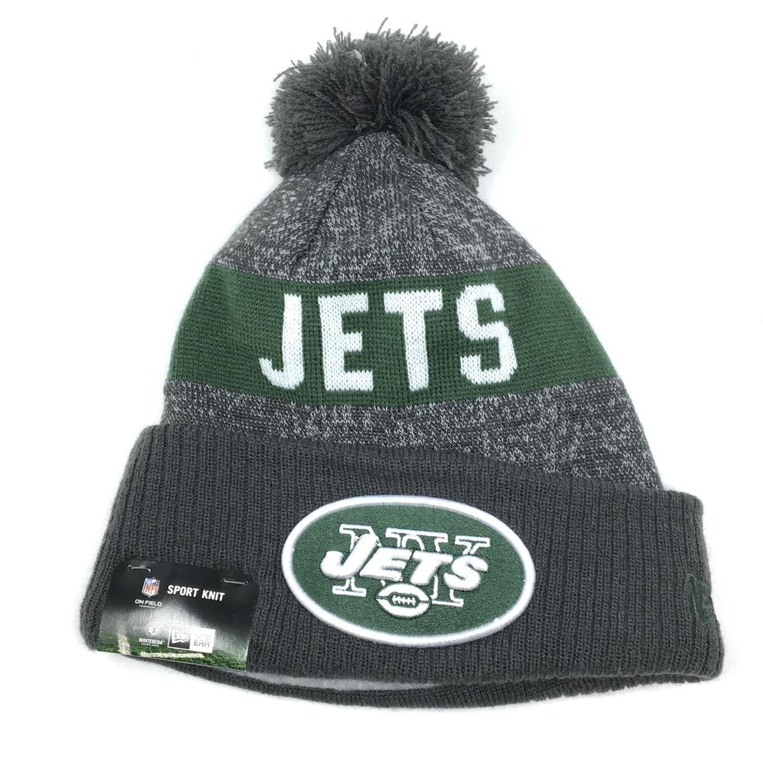 New York Jets Football Men's New Era Sport Cuffed Pom Knit Hat