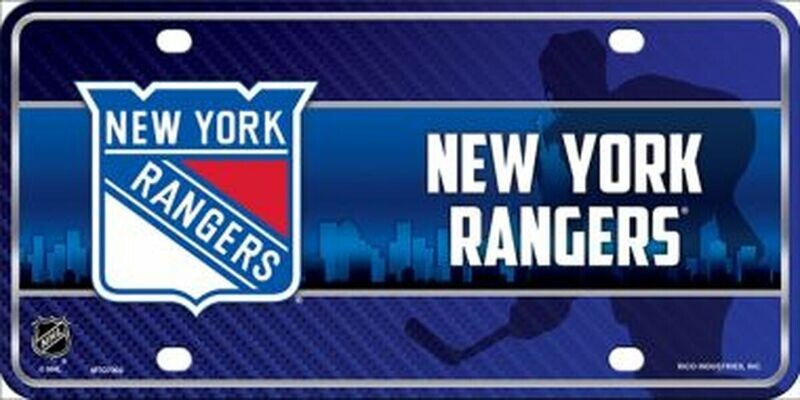 New York Rangers Skyline Lightweight Metal License Plate